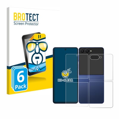 BROTECT - Screenprotector voor Samsung Galaxy Z Flip 7 (Voor+Achter) - Folie Beschermfolie transparant 6 Stuks