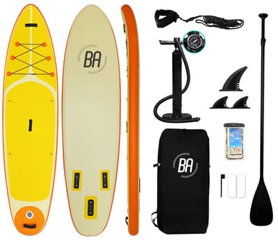Best Active Solara SUP Board XL - 320x81x15cm - Belastbaarheid Max. 170KG - Opblaasbaar Paddle Board - Complete Set - Met Pomp / Draagtas / Verstelbare Peddel / Enkelkoord / Reparatiekit - Oranje