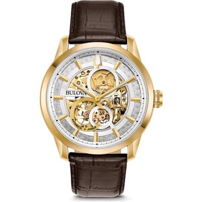 Bulova Automatic / Wilton 97A138 Horloge - Leer - Bruin - Ø 42 mm