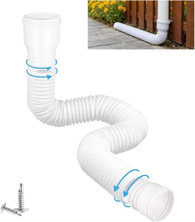 Dakgoot Verlenging - Regenpijp Afvoer - Waterafvoer Huis - Flexibel Uittrekbaar - 47-150 cm - Wit