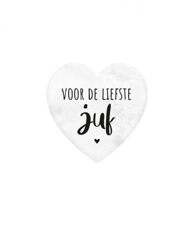 Marmeren hartje - Voor de liefste juf - 5x5cm