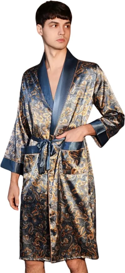 Livano Satijnen Badjas Heren - Kimono - Kamerjas - Satijn - Ochtendjas - Pyjama - Maat S