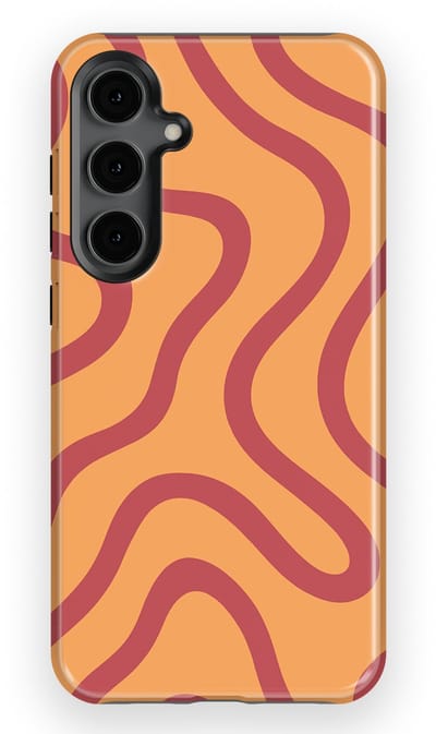 DripCase Curvy Lines Hoesje Samsung Galaxy S24 Plus | Backcover met Mag | Design Tough Case Samsung Galaxy S24 Plus Terracotta Twist