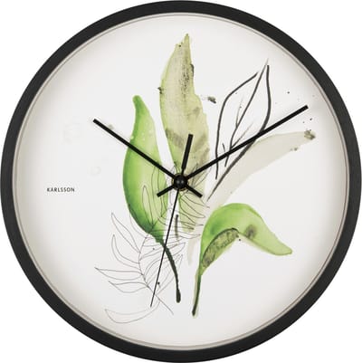 Karlsson Wandklok Botanical Leaves - Groen - Ø26cm - Wandklok
