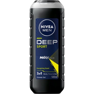 NIVEA Men Douchegel Deep Sport Mannen - 3-in-1 Shower Gel - Langdurige Frisheid - 500 ml