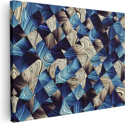 Artaza Canvas Schilderij Geometrische Wanddecoratie - 40x30 cm - Klein - Muurdecoratie Abstract - Canvas Schilderij Woonkamer - Kamer Accessoires Blauw