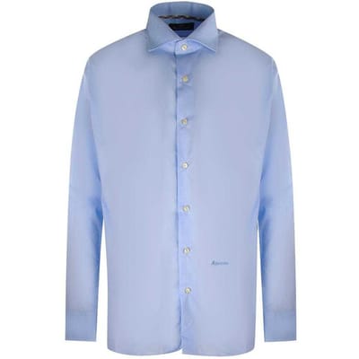 Aquascutum Heren Effen Merken Lange Mouwen Shirt (Blauw)