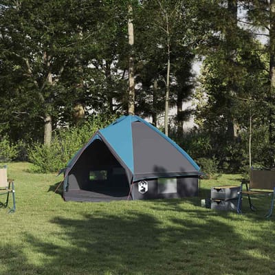 vidaXL - Teepee - Tent - voor - 4 - Personen - 4-persoons - Blauw - en - Grijs