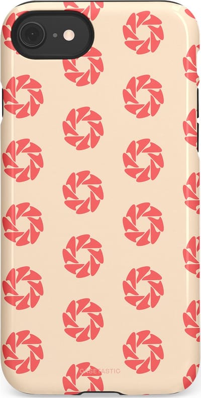 Casetastic hoesje geschikt voor Apple iPhone SE / Apple iPhone 7 / Apple iPhone 8 - Dubbellaagse bescherming - Peach Bloem Cirkels - Fashion Case - Crème Koraal Perzik