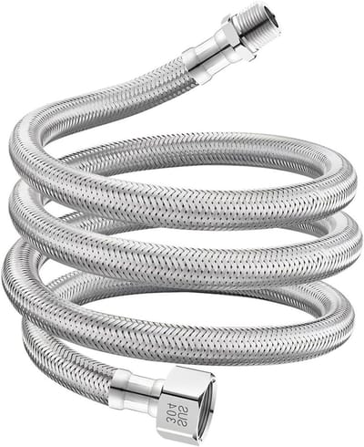 Verlengde verbinding slang, G1/2 inch vrouwelijke en mannelijke draad, roestvrijstalen gevlochten slang voor water en gas (1m)