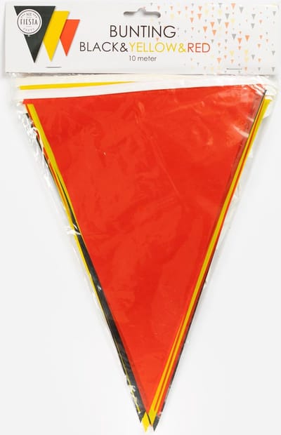 3x Vlaggenlijn Zwart / Geel / Rood 10m - Verjaardag Feest Party Festival Poolparty Decoratie