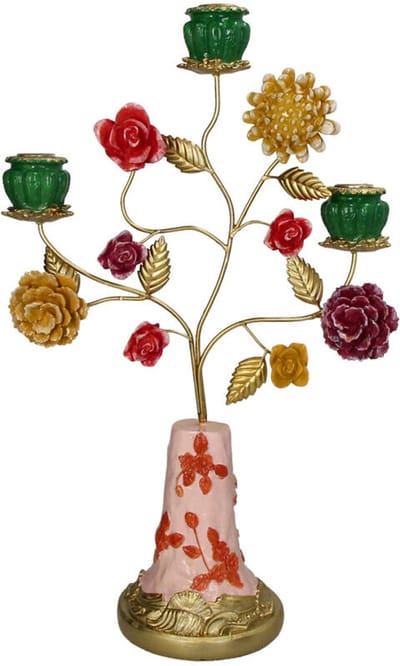 HD Collection Kandelaar Bloemen Polyresin Multi 31x13x47,5cm