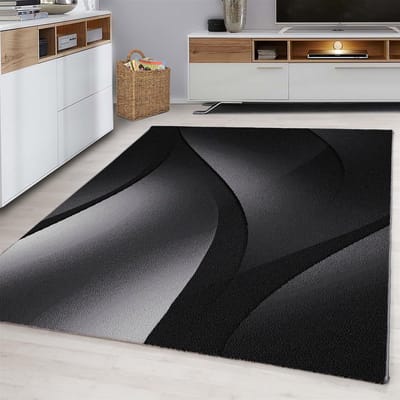 Muratap Plus vloerkleed laagpolig tapijt woonkamer zwart / grijs- 80x150 cm