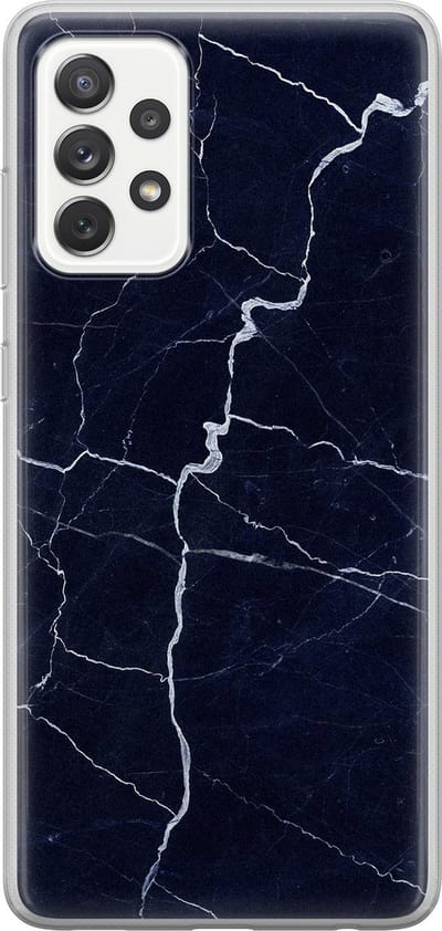 Leuke Telefoonhoesjes - Hoesje geschikt voor Samsung Galaxy A52 5G - Marmer Navy - Soft case - TPU - Marmer - Blauw