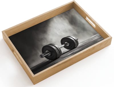 Dienblad hout 40x30 cm - Schootdienblad - Halter - Gewichten - Zwart - Borrelplank rechthoek - Plateau dienbladen