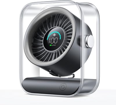 Oplaadbare USB Bureauventilator – Turbo, 100 Snelheden, Digitaal Display, 90° Draaibaar, Stille, Voor Slaapkamer, Kantoor & Reizen (Zwart)