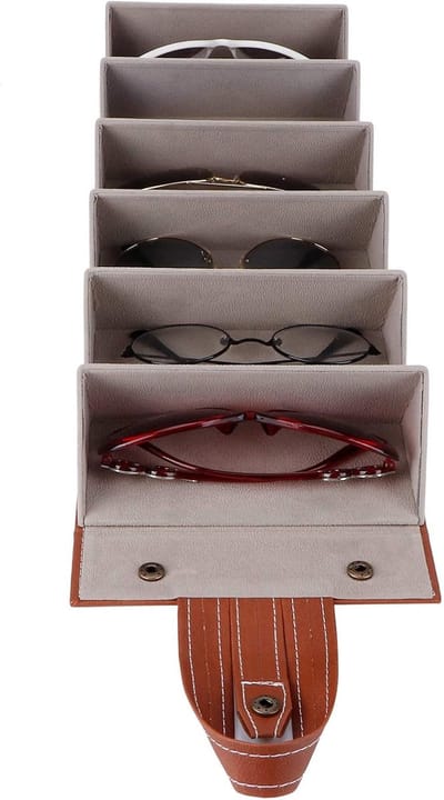Opvouwbare Zonnebril Organizer - Brillen Opberger - Ruimte Besparen - 6 Onafhankelijke Slots - 18 x 17 x 16 cm