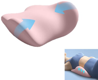 Lendensteunkussen - Lendensteunkussen voor in bed - Lendenkussen voor in bed - Ergonomische lendensteun - Platliggend kussen - Verlicht lage rugpijn - Geschikt voor auto's, bedden, stoelen, banken - Roze