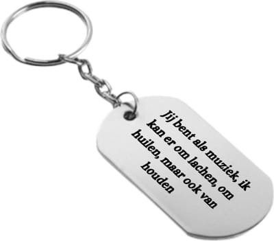 Akyol - jij bent als muziek ik kan er om lachen om huilen maar ook van houden sleutelhanger - Quotes - familie - cadeau - 54 x 29mm