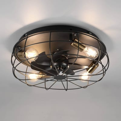 REALITY TRONDHEIM - Ventilator - Zwart mat - excl. 4x E27 4 W - Licht apart schakelbaar - Afstandsbediening - 3 snelheidsinstellingen - Timer