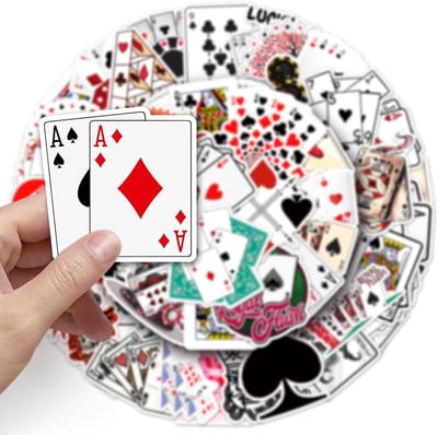 Set van 50 Pokerkaarten Stickers voor Laptop, Auto, Motor, Skateboard en Fiets - Perfect voor Volwassenen en Kinderen
