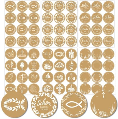 Dailygoods- Communiestickers 288 stuks - Decoratieve Stickers - Doop/Vormsel - Eerste Communie - Zelfklevend - 40 mm Grootte