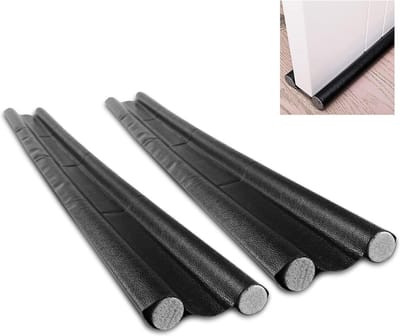 Tochtstopper windstopper met dubbele afdichting - 96 cm deurafdichting - op maat te snijden - effectief tegen tocht, lawaai, kou en insecten - zwart, schuimkatoen, grijs - 2 stuks