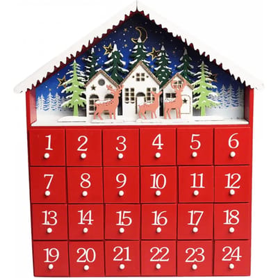 Houten adventskalender met led-verlichting Rex London Maison rouge