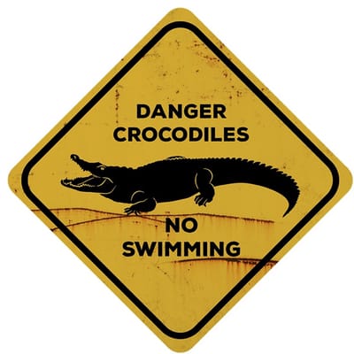 Signs USA - retro wandbord - dibond - Xing Crocodile - 35 x 35 cm