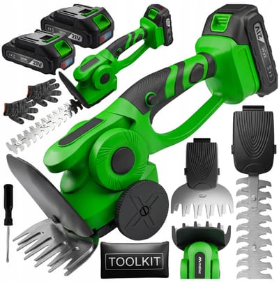 MOZY® - Gras- en Heggenschaar - inclusief 2 Accu's - 500W - Inclusief Veiligheidsbril en Handschoenen - Snoeien en Trimmen - Elektrische Trimmer - Grasschaar - Buxusschaar - Struikschaars - Tuingereedschap - Grastrimmer