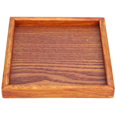 Kleine Draagbare Vierkante Vorm Massief Hout Thee Koffie Snack Diner Serveerblad Bord(16.5*16.5*2)