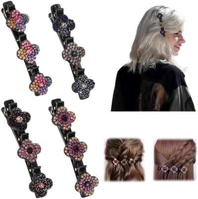 Dailygoods- Haarclip Glinsterend - Haaraccessoires Vrouwen - Haarclips Dames - Mini Haarclips - 4 Stuks - Duurzaam Kunststof - Haaraccessoire