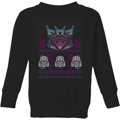 Decepticons Classic Ugly Knit Kids' Christmas Jumper - Black - 98/104 (3-4 jaar)