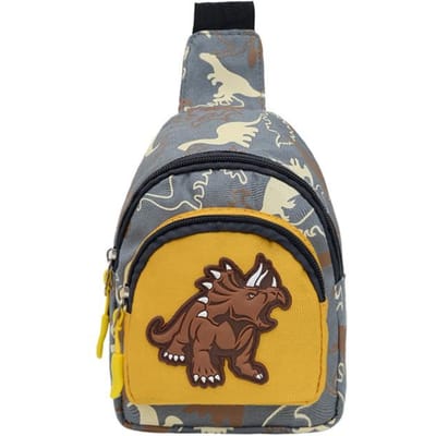 Kinderen's Dinosaurussen Crossbody Rugzak | Unisex, Modieus, Lichtgewicht, Voering, Ritsluiting, Gemengde Kleur met Verstelbare Riem