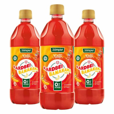 Slimpie Siroop Kids Aardbei Bananana - 3 x 580 ml - Voordeelverpakking