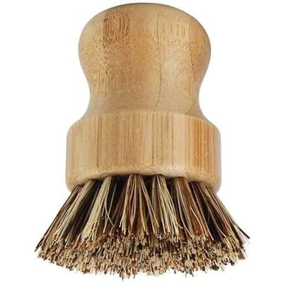 Bamboe Schotel Schrobborstels, Keuken Houten Reinigingsschrobbers voor het Wassen Gietijzeren Pan/Pot, Natuurlijke Sisal Borstelharen