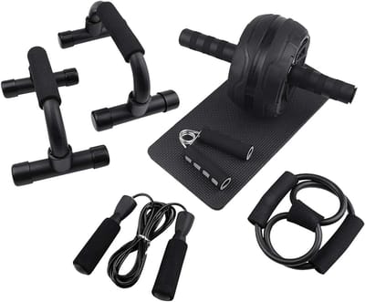 Buikwiel Set - Fitness Set - Thuis Trainen - Compleet Trainingspakket - 1280 gram - Zwart