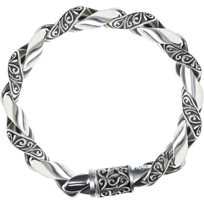 Dikke armband Thais zilver mode handwerk persoonlijkheid dominant retro stuur vriendje cadeau tij mannelijke stijl accessoire 18cm gray