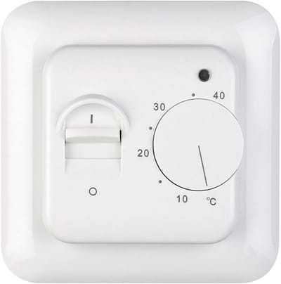 Mechanische Thermostaat - Kamerregelaar Vloerverwarming - Temperatuur Regelen - Eenvoudige Knopbediening - 8.6x8.6cm - Wit