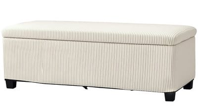 Opbergbank 112 x 42 x 40 cm - Zitbank Met Opbergruimte - Stalen Poten - Cordlook - Beige