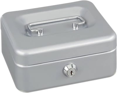 Robuuste Geldcassette met Wisselgeldlade en Slot - Zilverkleurig