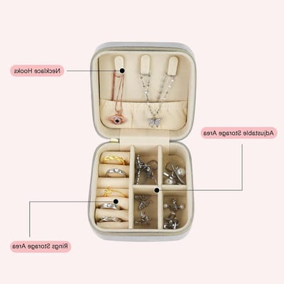 Draagbare Sieradenbox van Velvet, Ideaal voor Ringen, Oorbellen en Kettingen, Compact en Handig voor Reizen, (Roze)