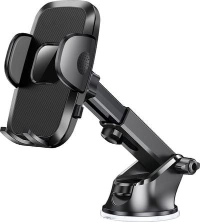 Telefoonhouder Auto met Telescopisch Arm | Autohouder Verstelbaar met Klik- en Klemsysteem | Zuignap Voorruit en Dashboard