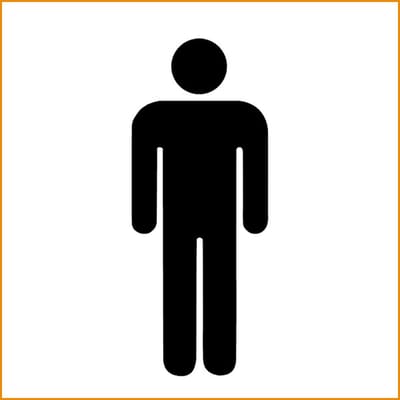 Heren toilet symbool - zwart - 4 cm x 10 cm - deursticker - HEREN WC - Toiletpictogram - kantoor
