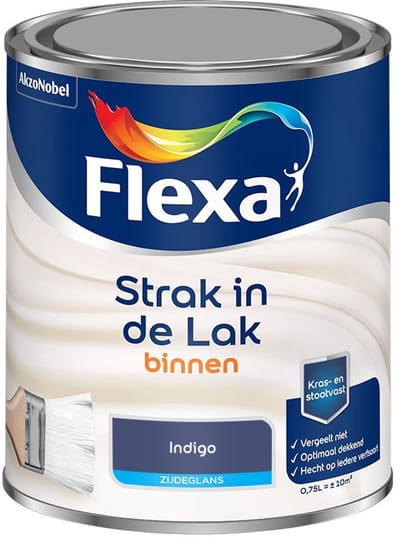 Flexa - Strak In De Lak Binnenlak Zijdeglans - Indigo - Mengverf - 750 Ml