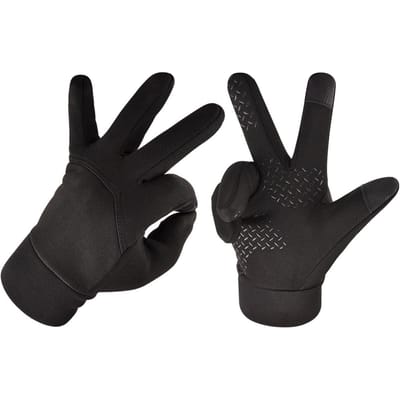 Gants d'hiver pour hommes Écran tactile Coupe-vent Imperméable Gants brossés pour activités sportives de plein air Ski Noir M