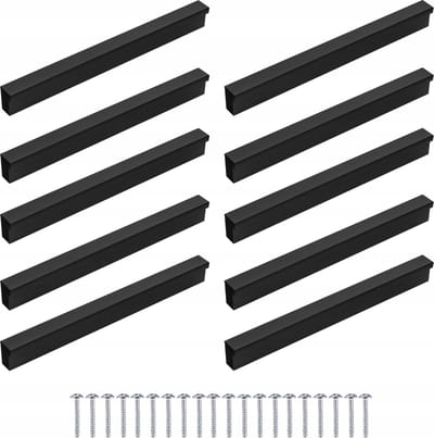 Design Handgreep Zwart Kunststof - Set van 10 Stuks - Handgreep Badkamer - Handvaten Kast - Handgreep Kast - Handgreep Keukenkastjes - Handgrepen voor Deurtjes - 160 mm - 10 Stuks