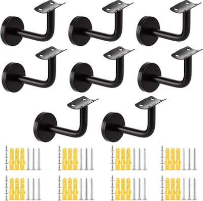 Leuninghouders voor balustrade - 8 stuks - zwart - roestvrij staal - 60 x 80 mm