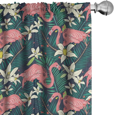 ABAKUHAUS Flamingo Voorhangen – 2x75x245 cm – microvezel