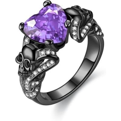 Gotische Schedel Vintage Ringen Hart Zirkonia Kristal Biker Cocktailfeest Ringen voor Vrouwen Halloween Kerstcadeaus 7 gray